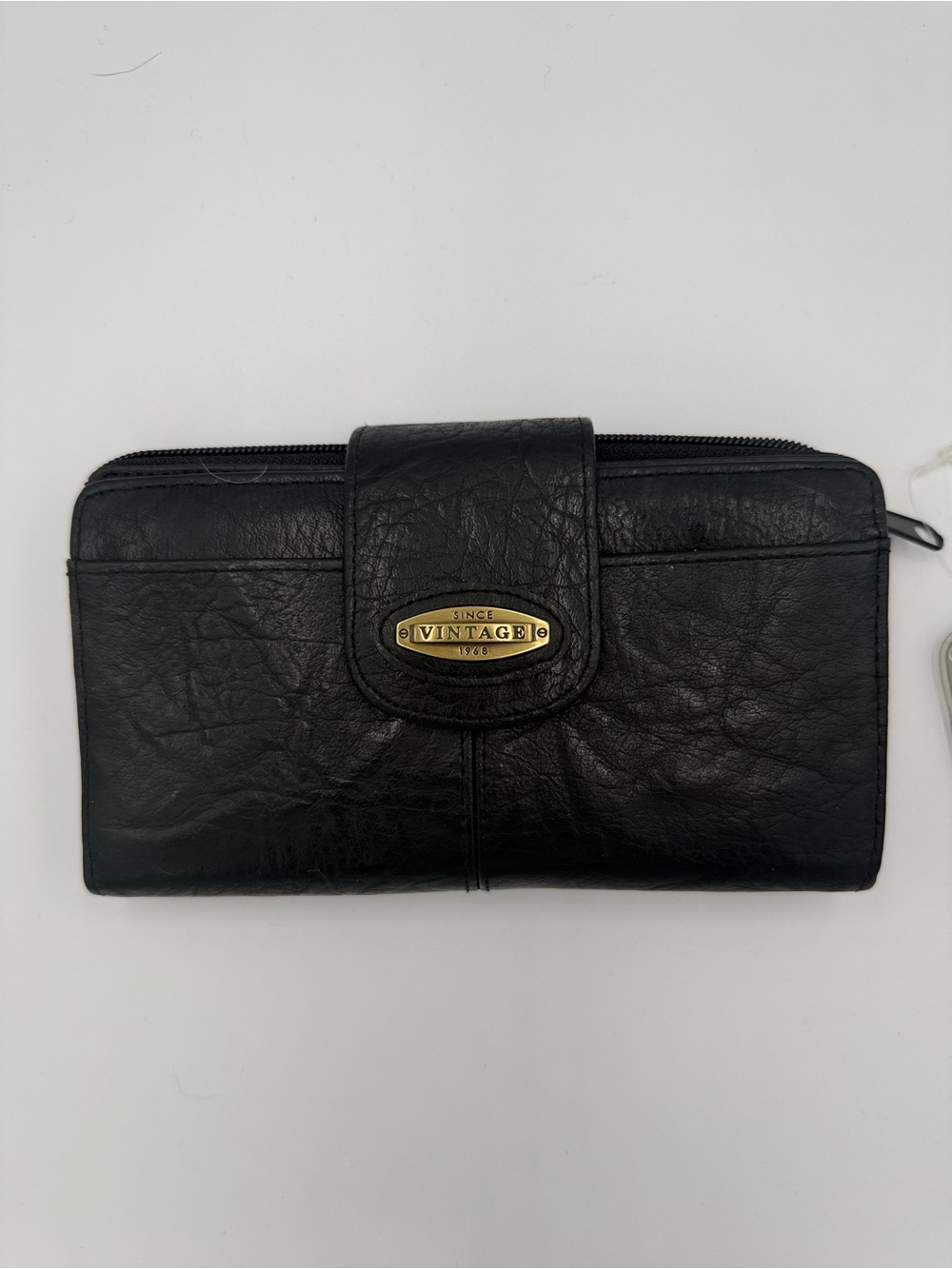 Vintage Black Women’s Wallet with Gold Logo Plaque